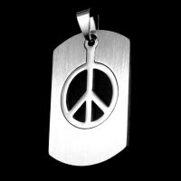 Edelstahl-Frieden-Logo-Anhänger, Edelstahl, Frieden Logo, originale Farbe, 38x25x1mm, verkauft von PC