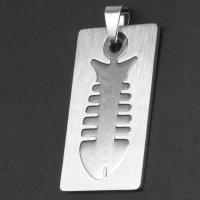 Stainless Steel Pendants, Rectangle, original color 