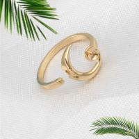 Bases de anillo de latón, metal, chapado en oro real, abrir & ajustable, 22x21x2mm, Vendido por UD