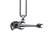 Stainless Steel Musical Instrument and Note Pendant, Guitar, plated, blacken 