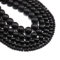 Matte Glass Beads, Round, polished, Natural & DIY & frosted, black .96 Inch 