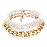 Fashion Choker Necklace, Zinc Alloy, with Plastic Pearl, gold color plated, 3 pieces & fashion jewelry & for woman, golden, nickel, lead & cadmium free 