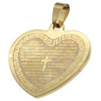Stainless Steel Heart Pendants, golden 