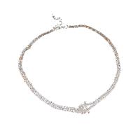 Fashion Choker Necklace, Zinc Alloy, platinum color plated, for woman & with rhinestone Approx 15.2 Inch 