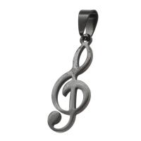 Stainless Steel Musical Instrument and Note Pendant, Music Note, black 