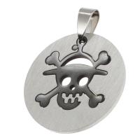 Stainless Steel Skull Pendant, Round, mixed colors 