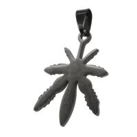 Stainless Steel Leaf Pendant, Maple Leaf, black 