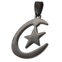 Stainless Steel Star Pendant, Moon and Star, black 