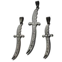 Stainless Steel Pendants, Sword, black 