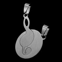 Stainless Steel Couple Pendant, Round, original color 
