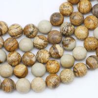 Landschafts-Jaspis Perlen, Bild Jaspis, rund, poliert, Natürliche & DIY & verschiedene Größen vorhanden, Länge:14.96 ZollInch, verkauft von Strang