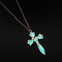 Luminated Necklace, Zinc Alloy, Cross, silver color plated, rolo chain & for woman, silver color Approx 19.69 Inch 