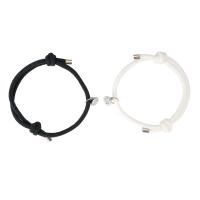 Couple Bracelet, Zinc Alloy, with Cotton Cord, Round, plated, 2 pieces & with magnetic & for couple Approx 7-11.8 Inch 