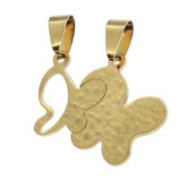 Stainless Steel Couple Pendant, Butterfly, DIY, golden 