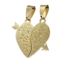 Stainless Steel Couple Pendant, Heart, DIY, golden 
