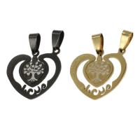 Stainless Steel Couple Pendant, Heart 