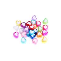 Zweifarbige Acryl Perlen, Herz, DIY & Epoxy Aufkleber, gemischte Farben, 7.6x8.5mm, 500PCs/Tasche, verkauft von Tasche