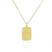 Cubic Zircon Micro Pave Brass Necklace, Rectangle, 18K gold plated, micro pave cubic zirconia & for woman Approx 17.72 Inch 