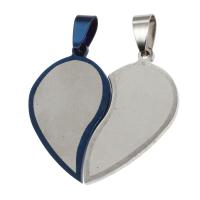 Stainless Steel Couple Pendant, Heart, mixed colors 