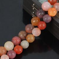 Perles Agates rouges naturelles, Agate, Rond, gravé, DIY, couleurs mélangées, Vendu par PC