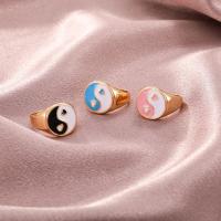 Enamel Zinc Alloy Finger Ring, plated, fashion jewelry & ying yang & for woman 