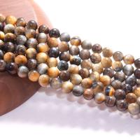 Perles d'Oeil de tigre, Rond, poli, DIY, couleurs mélangées Environ 38 cm, Vendu par brin