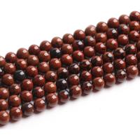 Бусины из камня махагон-обсидиан, коричневато-красный обсоди, Круглая, полированный, DIY, коричневый, длина:38 см, продается Strand