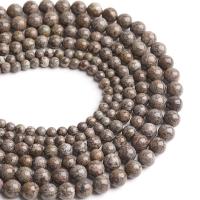 Schneeflocke Obsidian Perlen, rund, poliert, DIY, Kaffeefarbe, Länge:38 cm, verkauft von Strang