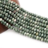 Perles en pierres aux taches vertes, Pierre de tache vert, abaque, poli, DIY, vert cm, Vendu par brin