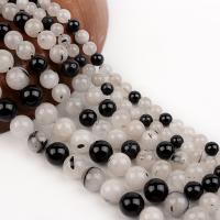 Rutilated Quartz Beads, Black Rutilated Quartz, Round, polished, DIY, mixed colors cm 