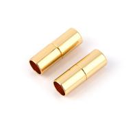 Round Stainless Steel Magnetic Clasp, Brass, gold color plated 