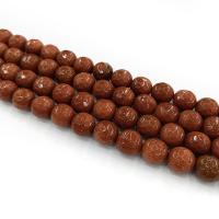 Goldstone Beads, Round, DIY & faceted, orange cm 