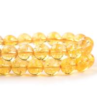 Natural Citrine Beads, Round, polished, DIY, yellow cm 