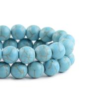Perles en Turquoise naturelle, Rond, poli, DIY, bleu cm, Vendu par brin
