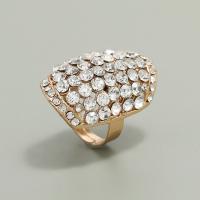 Rhinestone Zinc Alloy Finger Ring, plated, fashion jewelry & for woman & with rhinestone, platinum color 