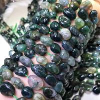 Perles en pierre d'agate mousse naturelle, pepite, DIY, vert cm, Vendu par brin