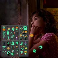 Tattoo Sticker, Paper, water transfer painting, Halloween Design & 10 pieces & for children & waterproof & luminated, mixed colors 