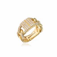 Cubic Zirconia Micro Pave Brass Finger Ring, 18K gold plated, Adjustable & micro pave cubic zirconia & for woman, 9mm 