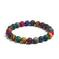 Bracelets en pierres oeil de tigre, normes différentes pour le choix & pour femme & givré, plus de couleurs à choisir Environ 7 pouce, Vendu par PC