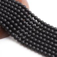 Perles de verre mat, Rond, DIY & givré, noire cm, Vendu par brin