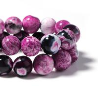 Natürliche Feuerachat Perlen, rund, poliert, DIY, violett, Länge:38 cm, verkauft von Strang