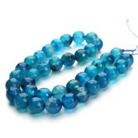Natürliche blaue Achat Perlen, Blauer Achat, rund, DIY & facettierte, blau, Länge:38 cm, verkauft von Strang