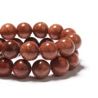 Goldstone Beads, Round, polished, DIY, brown cm 