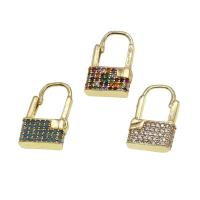 Cubic Zirconia Micro Pave Brass Earring, Lock, micro pave cubic zirconia & for woman 