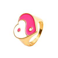 Enamel Zinc Alloy Finger Ring, Heart, plated, fashion jewelry & ying yang & for woman 