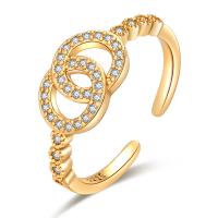 Brass Cuff Finger Ring, plated, micro pave cubic zirconia & for woman, mixed colors, 15mm,12mm 