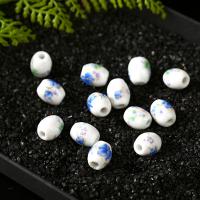 Printing Porcelain Beads, Oval, DIY & with flower pattern 