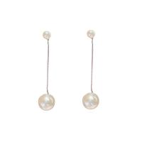 Plastic Pearl Zinc Alloy Earring, with Plastic Pearl, 925 thailand sterling silver post pin, Teardrop, plated, for woman 