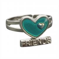 Mood Finger Ring, Zinc Alloy, Heart, plated, Mood Enamel & for woman, mixed colors, 17mm 
