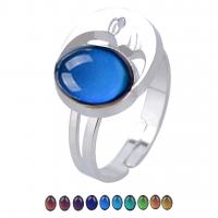 Mood Finger Ring, Zinc Alloy, with Acrylic, plated, for man & change their color according to the temperature, mixed colors, 15mm 